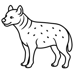 Childlike Hyena Profile Rounded, Contour Line Art on White Background
