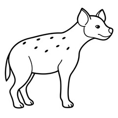 Childlike Hyena Profile Rounded, Contour Line Art on White Background