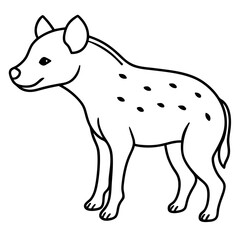 Childlike Hyena Profile Rounded, Contour Line Art on White Background