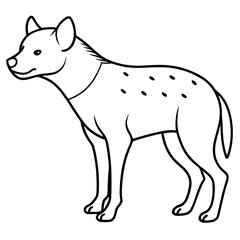 Childlike Hyena Profile Rounded, Contour Line Art on White Background