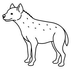 Childlike Hyena Profile Rounded, Contour Line Art on White Background