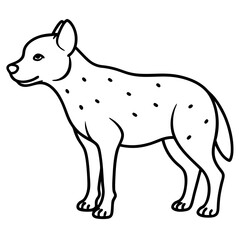 Childlike Hyena Profile Rounded, Contour Line Art on White Background