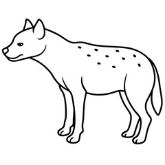 Childlike Hyena Profile Rounded, Contour Line Art on White Background