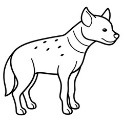 Childlike Hyena Profile Rounded, Contour Line Art on White Background