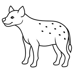 Childlike Hyena Profile Rounded, Contour Line Art on White Background