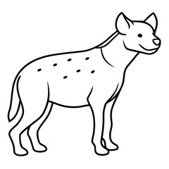 Childlike Hyena Profile Rounded, Contour Line Art on White Background