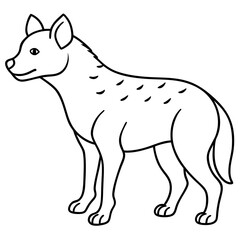 Childlike Hyena Profile Rounded, Contour Line Art on White Background