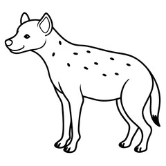 Childlike Hyena Profile Rounded, Contour Line Art on White Background