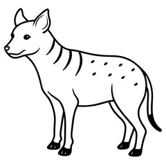 Childlike Hyena Profile Rounded, Contour Line Art on White Background