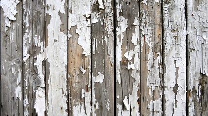 Obraz premium Weathered wood planks with peeling white paint