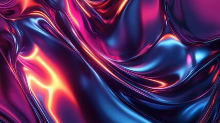 Obraz premium A dynamic, high-tech abstract design featuring smooth metallic surfaces and glowing neon accents in a futuristic style.