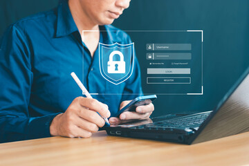 Network security concept. Data protection and encryption. Access to personal information. Secure access to the Internet.