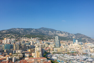 Panoramic view of Monte Carlo marina and cityscape