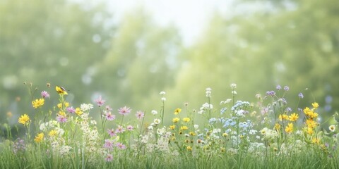 A Friendly Bird Song Competition in a Lush Garden Full of Flowers