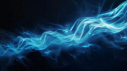 Fototapeta premium Dynamic blue energy wave flowing across a dark black background, creating a striking and energetic visual effect