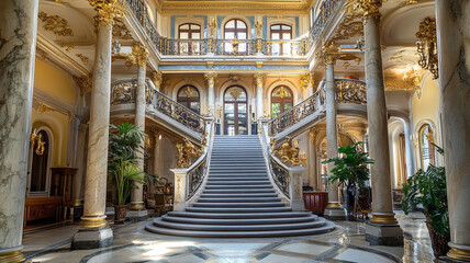 Grand Staircase in Luxurious Palace Interior