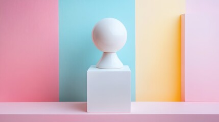 Minimalist design with a white sphere on a pastel backdrop