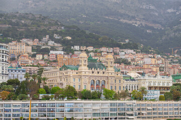 Panoramic view of Monte Carlo marina and cityscape