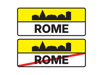 Naklejka premium Rome City Entry and Exit Road Signs Illustration