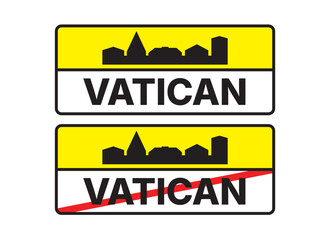 Vatican City Entry and Exit Road Signs Illustration