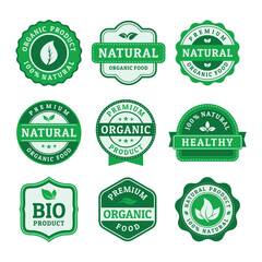 Natural product badge vector set	
