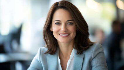 Beautiful woman looking at camera in office, isolated with white highlights, png