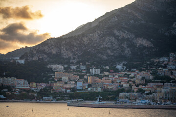 Panoramic view of Monte Carlo marina and cityscape
