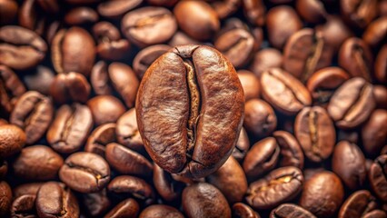 Obraz premium Close-up of a single coffee bean from a unique angle, isolated, close-up, coffee, bean, texture, brown, organic, natural
