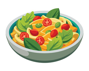 delicious  pasta salad vector illustration in white background