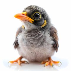 Fototapeta premium close up of a baby noisy miner on white background