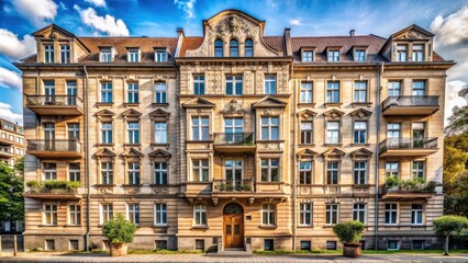 Naklejka premium Old residential building in Germany, Berlin , Altbau, historic, architecture, vintage, traditional, German, urban