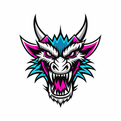 Blue Dragon Head Vector Art