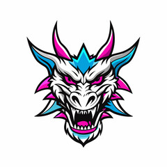 Blue Dragon Head Vector Art