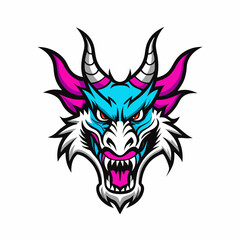 Blue Dragon Head Vector Art