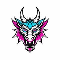 Blue Dragon Head Vector Art