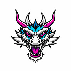 Blue Dragon Head Vector Art