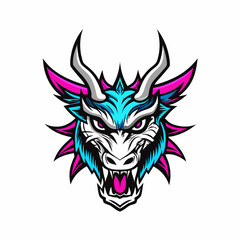 Blue Dragon Head Vector Art