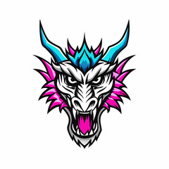 Blue Dragon Head Vector Art