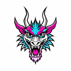 Blue Dragon Head Vector Art