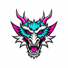 Blue Dragon Head Vector Art