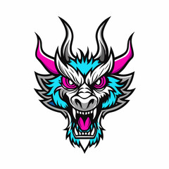 Blue Dragon Head Vector Art