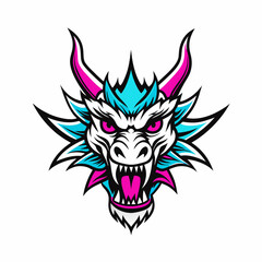 Blue Dragon Head Vector Art