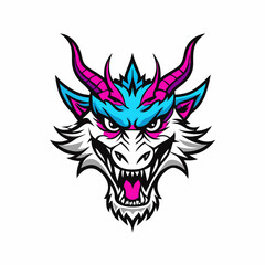 Blue Dragon Head Vector Art