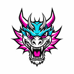Blue Dragon Head Vector Art