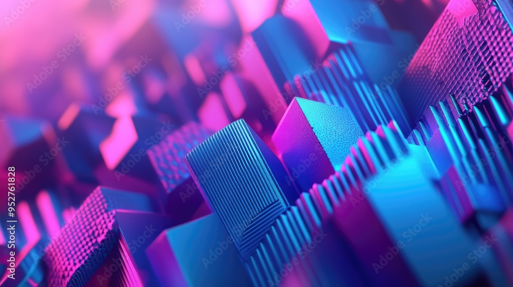 Aufkleber a vibrant digital background with 3d geometric patterns and abstract shapes in futuristic blue and p
