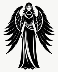 Elegant Angel silhouette vector art, Fairy illustration