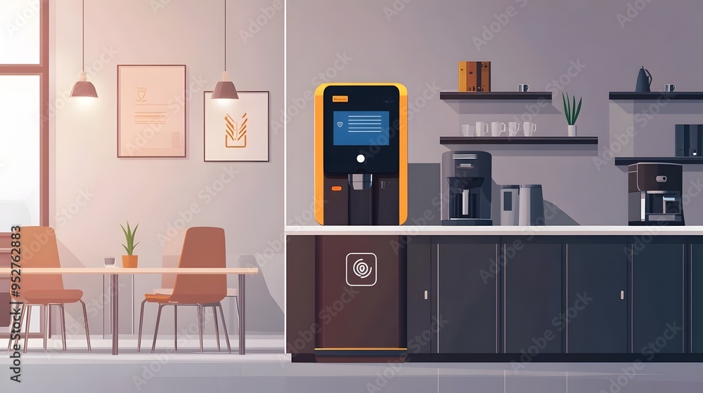 Poster intelligent and automated iot enabled smart coffee machine designed for efficient and seamless into 