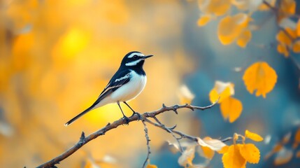 Yellow and blue backdrop for a little bird.