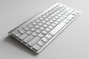 Sleek wireless keyboard, white background, tech accessory