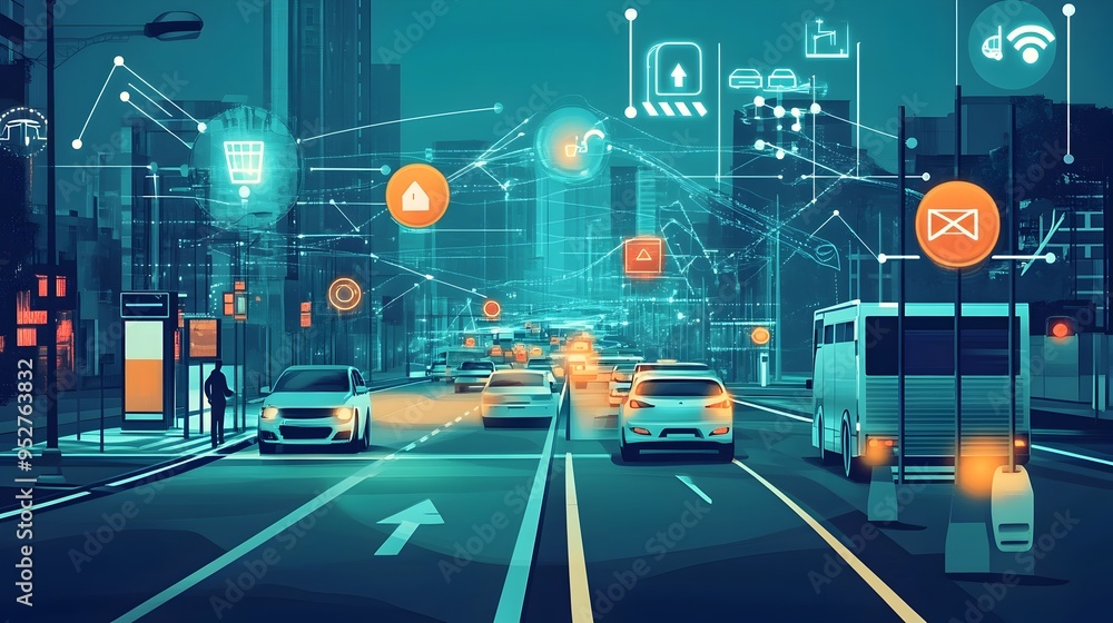 Poster of an iot enabled traffic management system that monitors road conditions traffic patterns and other